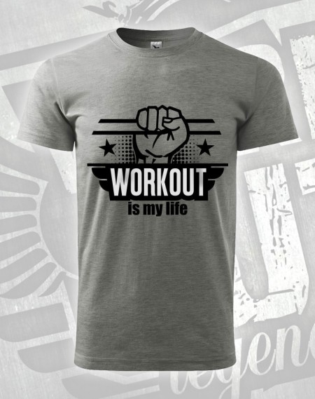 Triko Workout is my Life - šedý melír (tmavý)