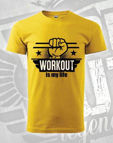 Triko Workout is my Life - žlutá